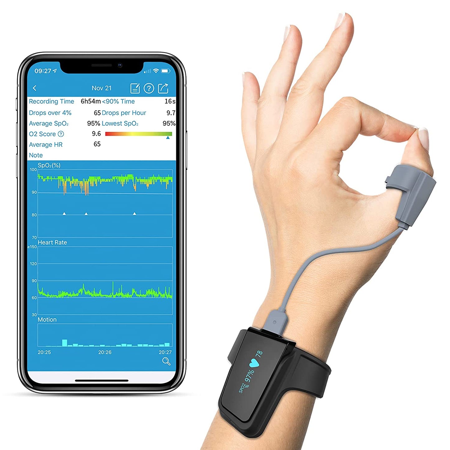 CheckmeO2 Max Pulse Oximeter 72-hour Continuous Tracking