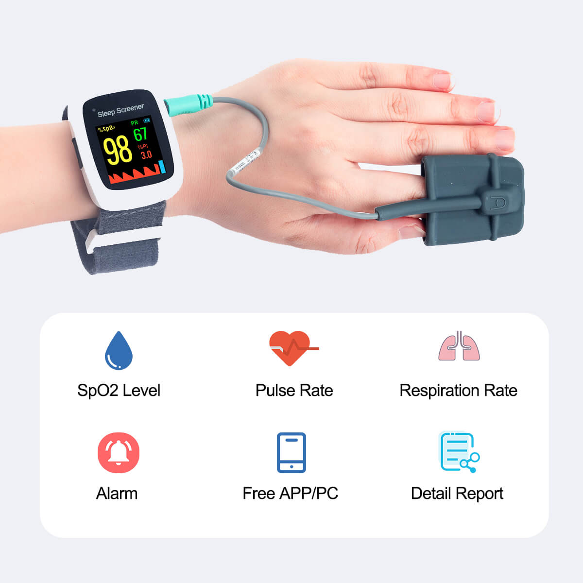 Oximeter watch with discount alarm