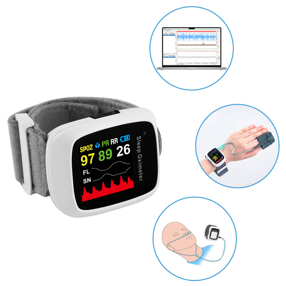 AP-20 Smart Wrist Pulse Oximeter with External Snorkel